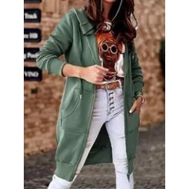 Casual Loose Zip Hooded Long Sleeve Jacket