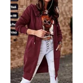 Casual Loose Zip Hooded Long Sleeve Jacket