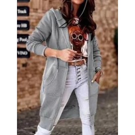 Casual Loose Zip Hooded Long Sleeve Jacket