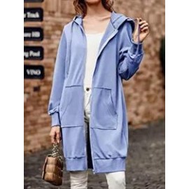 Casual Loose Zip Hooded Long Sleeve Jacket