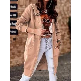 Casual Loose Zip Hooded Long Sleeve Jacket