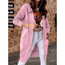 Casual Loose Zip Hooded Long Sleeve Jacket