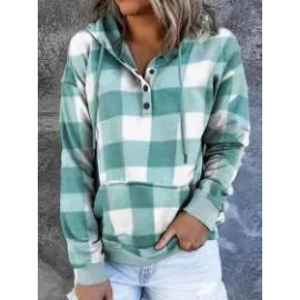 Plaid Casual Long-sleeved Hoodie