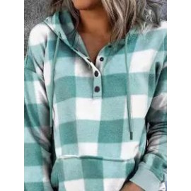 Plaid Casual Long-sleeved Hoodie