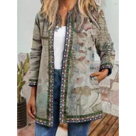 Retro Ethnic Print Long-sleeved Coat Jacket