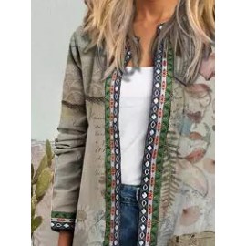 Retro Ethnic Print Long-sleeved Coat Jacket