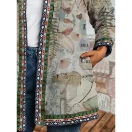 Retro Ethnic Print Long-sleeved Coat Jacket