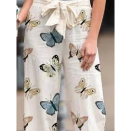 Ladies Butterfly Print Casual Pants