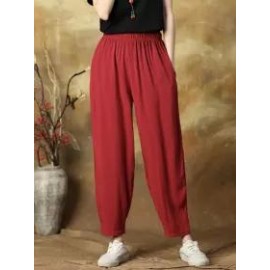 Solid Color Loosen Casual Pants