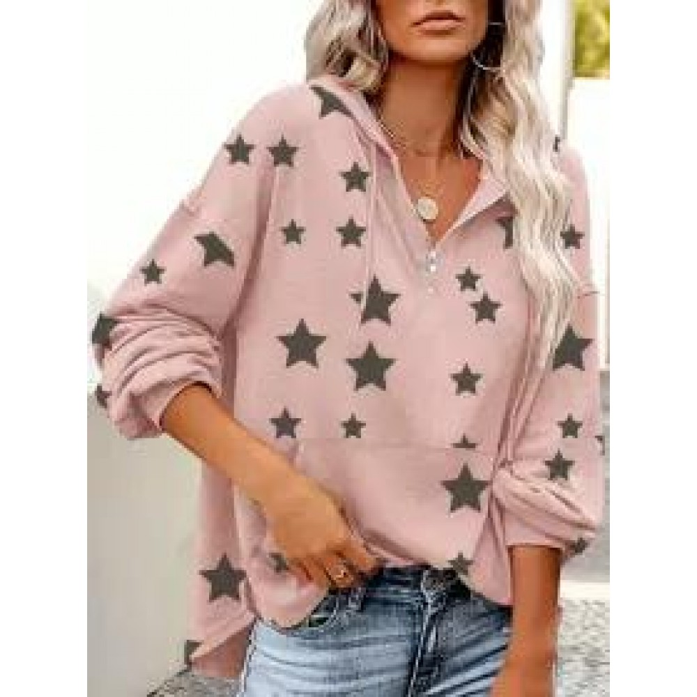 Women's Simple Star Long Sleeve Hoodies