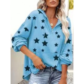 Women's Simple Star Long Sleeve Hoodies