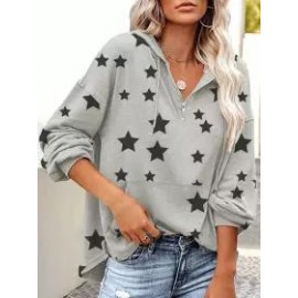 Women's Simple Star Long Sleeve Hoodies