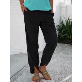 Corduroy Solid Color Loosen Straight Tube Casual Pants