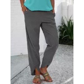 Corduroy Solid Color Loosen Straight Tube Casual Pants