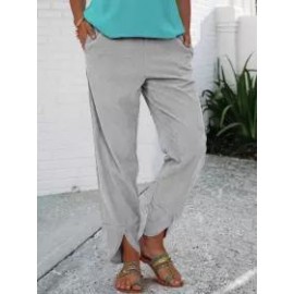 Corduroy Solid Color Loosen Straight Tube Casual Pants