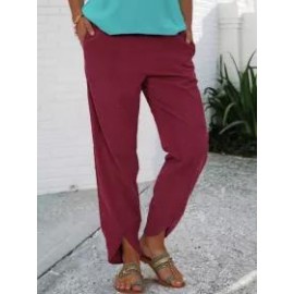 Corduroy Solid Color Loosen Straight Tube Casual Pants