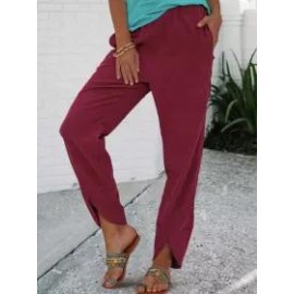 Corduroy Solid Color Loosen Straight Tube Casual Pants