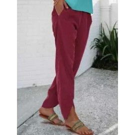 Corduroy Solid Color Loosen Straight Tube Casual Pants