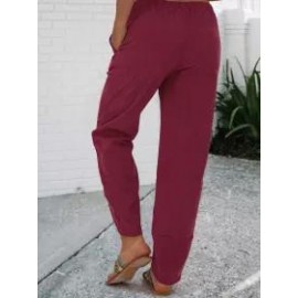 Corduroy Solid Color Loosen Straight Tube Casual Pants