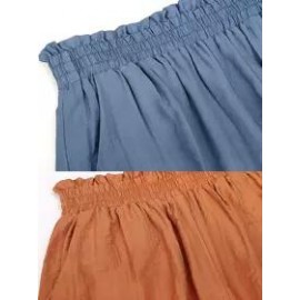 Casual Loose Solid Color Lace Panel Elastic Waist Shorts