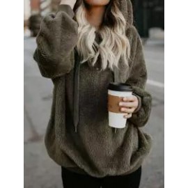 Casual Loose Solid Color Sweater Hoodie