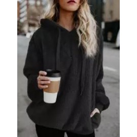 Casual Loose Solid Color Sweater Hoodie