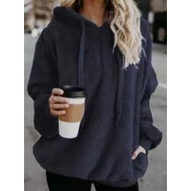 Casual Loose Solid Color Sweater Hoodie