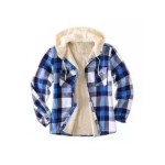 Men's Checkered Textured Winter Thick Hooded Jacket