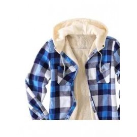 Men's Checkered Textured Winter Thick Hooded Jacket