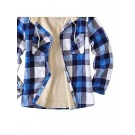 Men's Checkered Textured Winter Thick Hooded Jacket