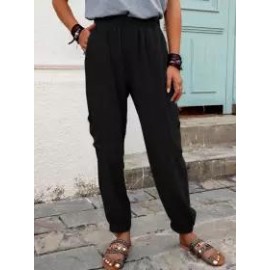 Casual Elastic Waist Loose Long Pants