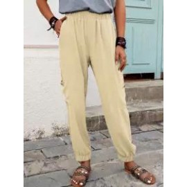 Casual Elastic Waist Loose Long Pants