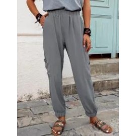 Casual Elastic Waist Loose Long Pants
