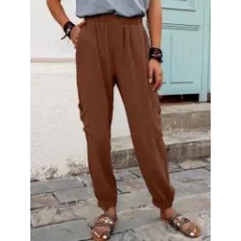 Casual Elastic Waist Loose Long Pants