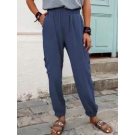 Casual Elastic Waist Loose Long Pants