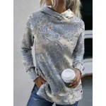 Casual Vintage Print Long Sleeve Hooded Sweatshirt