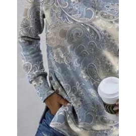 Casual Vintage Print Long Sleeve Hooded Sweatshirt