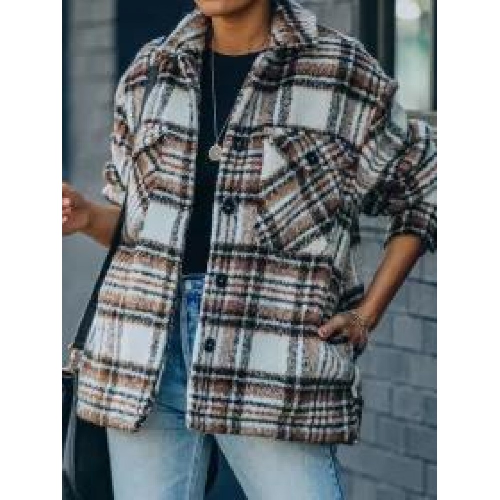 Lapel Single-breasted Double-pocket Casual Plaid Jacket Lapel Single-breasted Double-pocket Casual Plaid Jacket