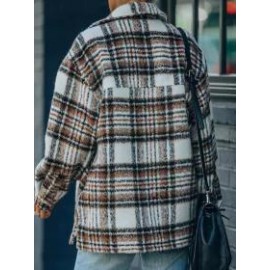 Lapel Single-breasted Double-pocket Casual Plaid Jacket