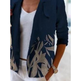 Casual Leaf Print Suit Jacket Women