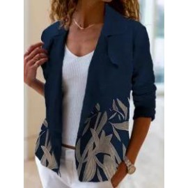 Casual Leaf Print Suit Jacket Women
