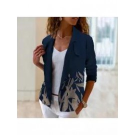 Casual Leaf Print Suit Jacket Women