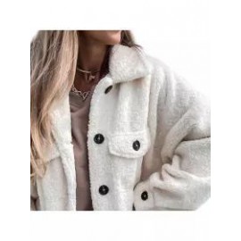 Casual Loose Solid Single-breasted Lamb Wool Coat