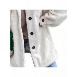 Casual Loose Solid Single-breasted Lamb Wool Coat