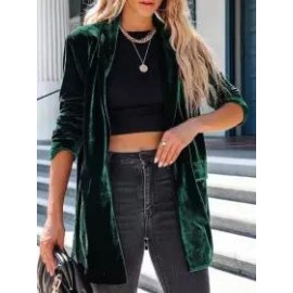 Casual Loose Solid Color Gold Velvet Blazer