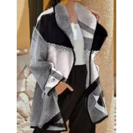 Casual Print Neckless Long Sleeves Jacket