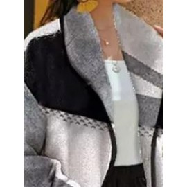 Casual Print Neckless Long Sleeves Jacket