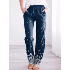 Womens Flower Print Casual Fashion Pants