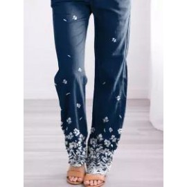 Womens Flower Print Casual Fashion Pants