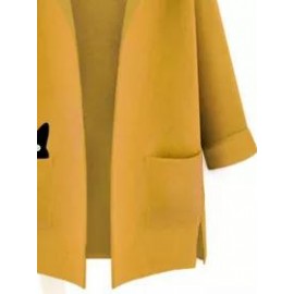 Cat Hooded Patch Pocket Woolen Coat